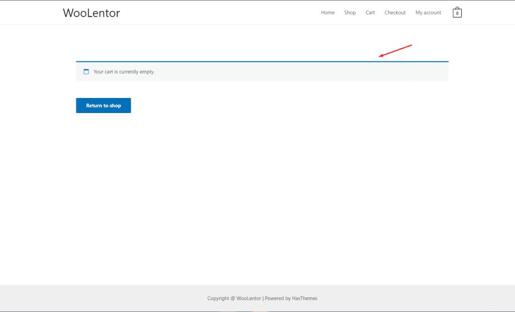WooLentor Empty Cart Message Widget Visit