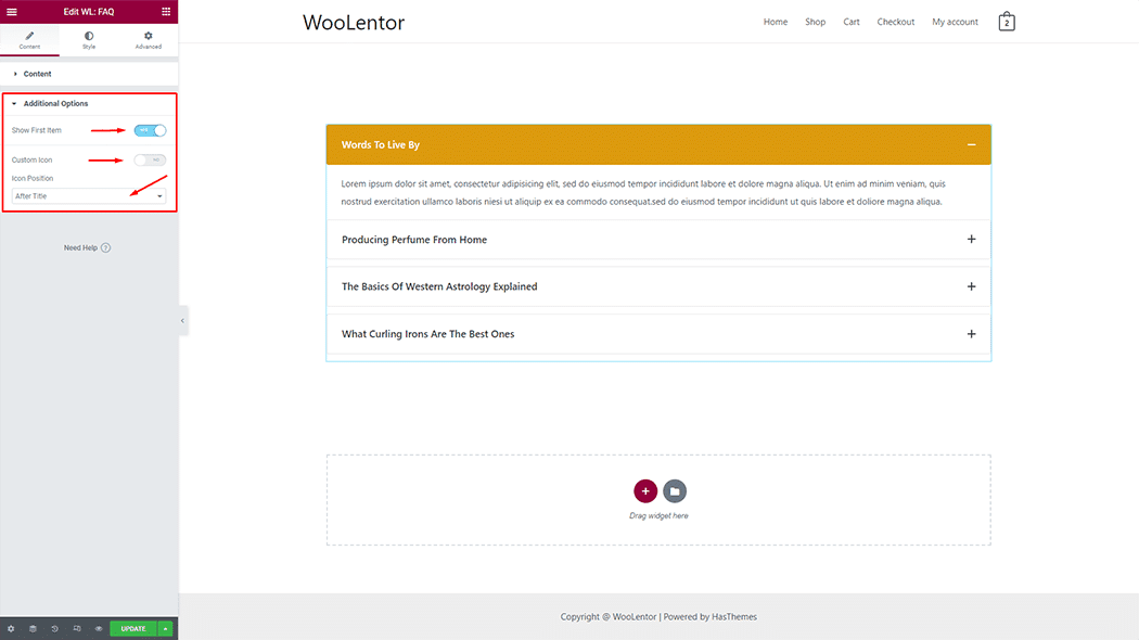 WooLentor Faq Widget