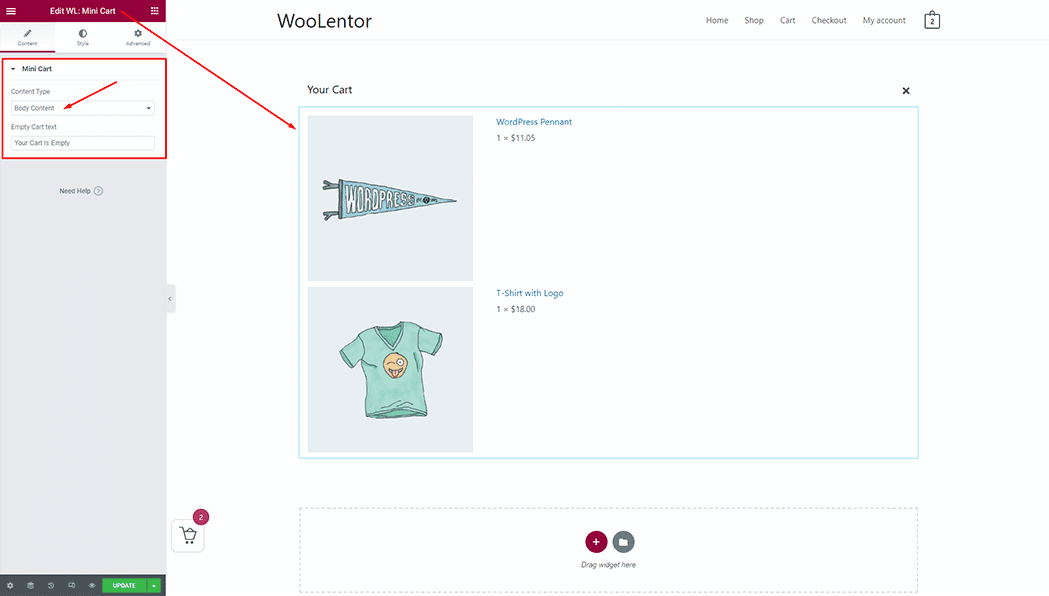 WooLentor Mini Cart Template