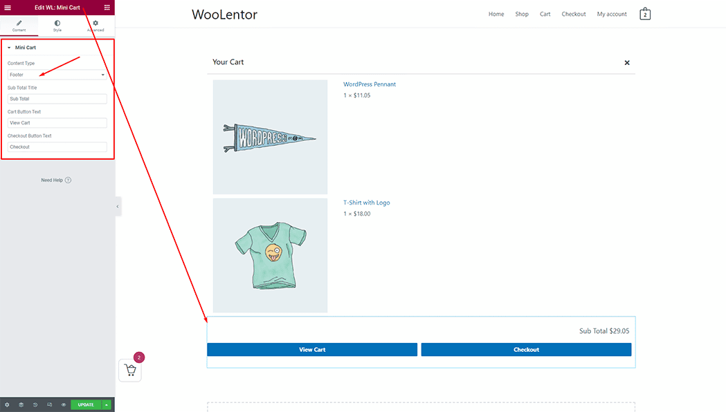 WooLentor Mini Cart Template