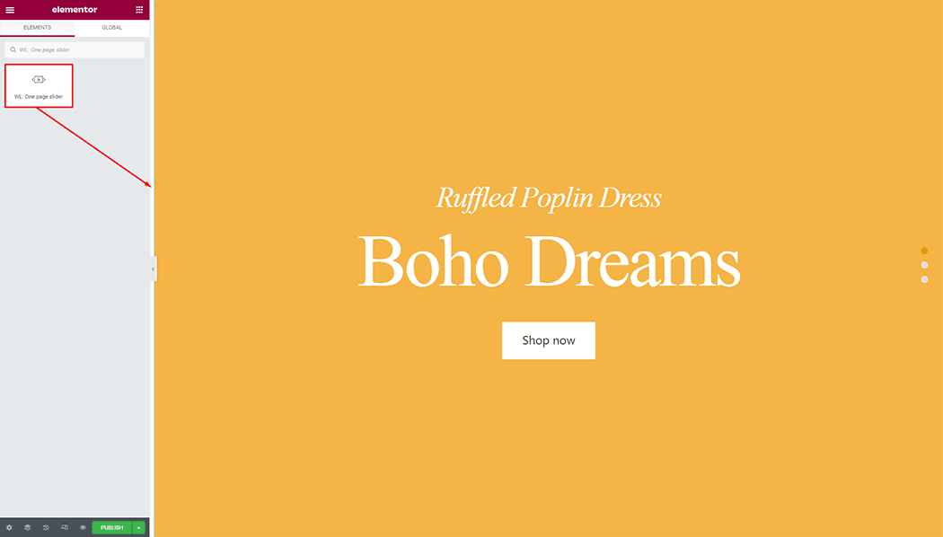 WooLentor One page slider Widget