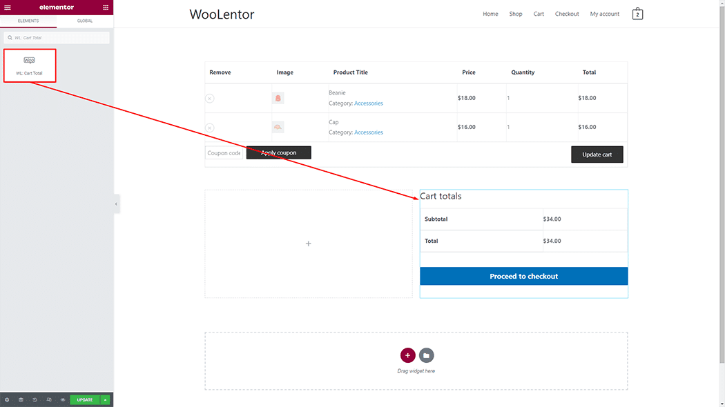 WooLentor Product Cart Total Widget