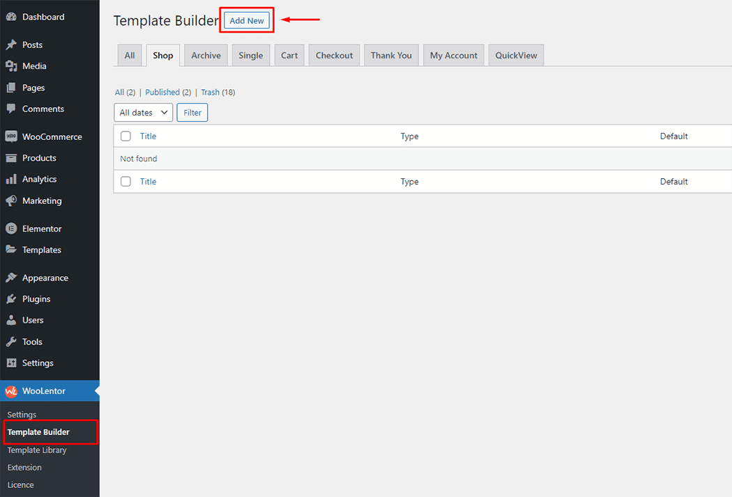 WooLentor Product Shop Page Template
