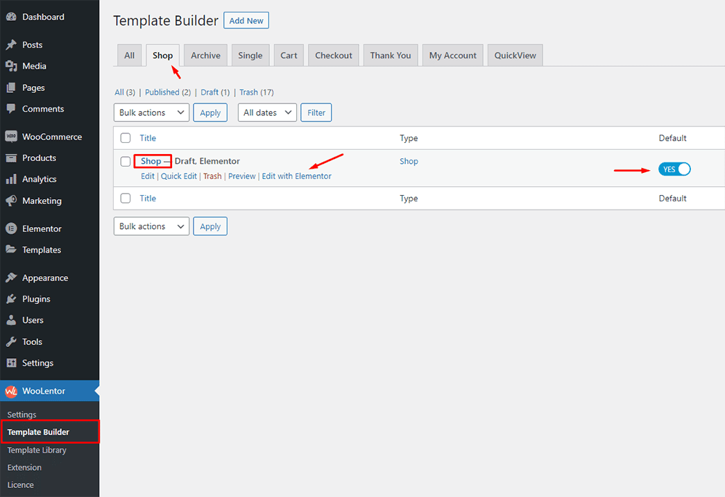 WooLentor Product Shop Page Template