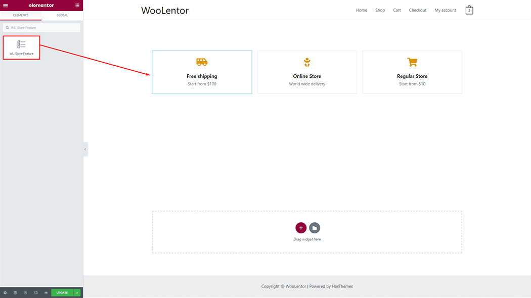WooLentor Store Features Widget