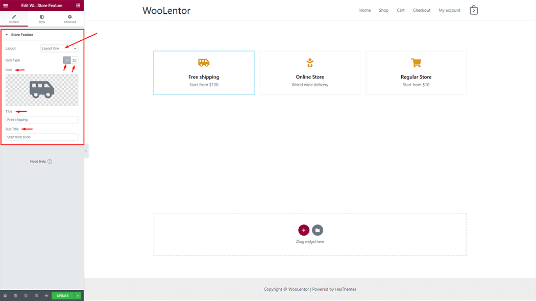 WooLentor Store Features Widget