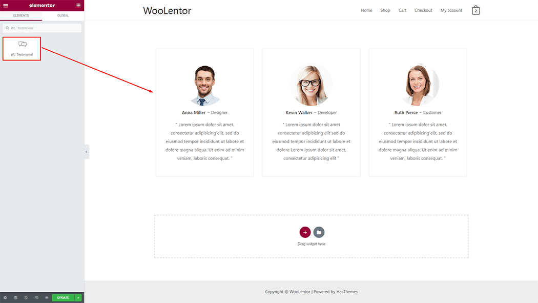 WooLentor Testimonial Widget