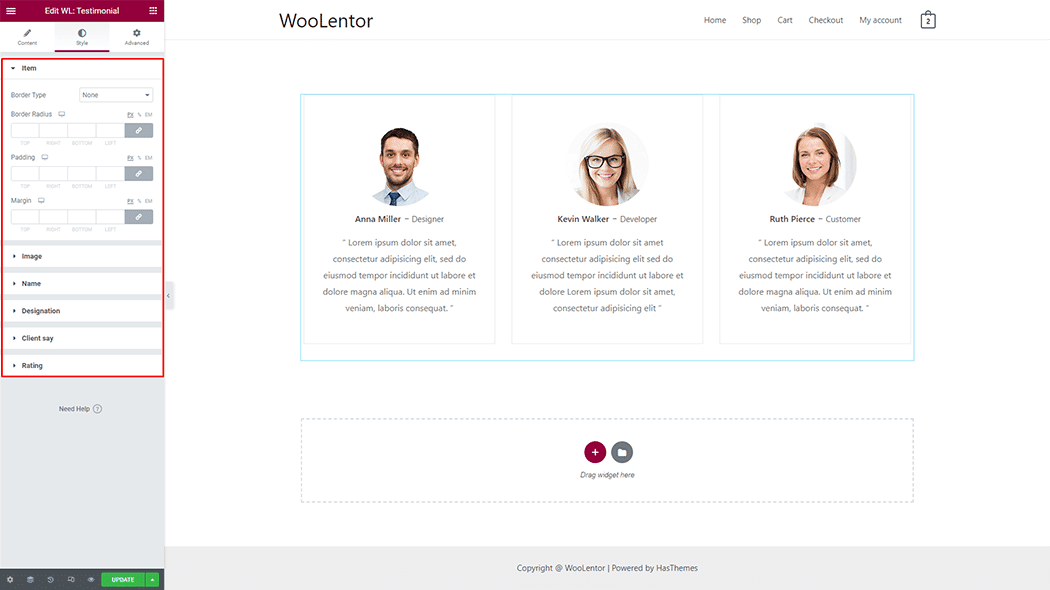 WooLentor Testimonial Widget