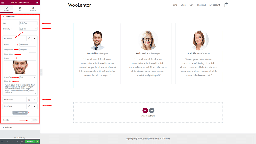 WooLentor Testimonial Widget