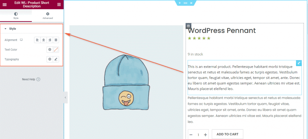 woocomerce product short description woolentor