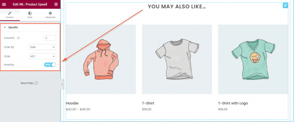 Woolentor Product Upsell