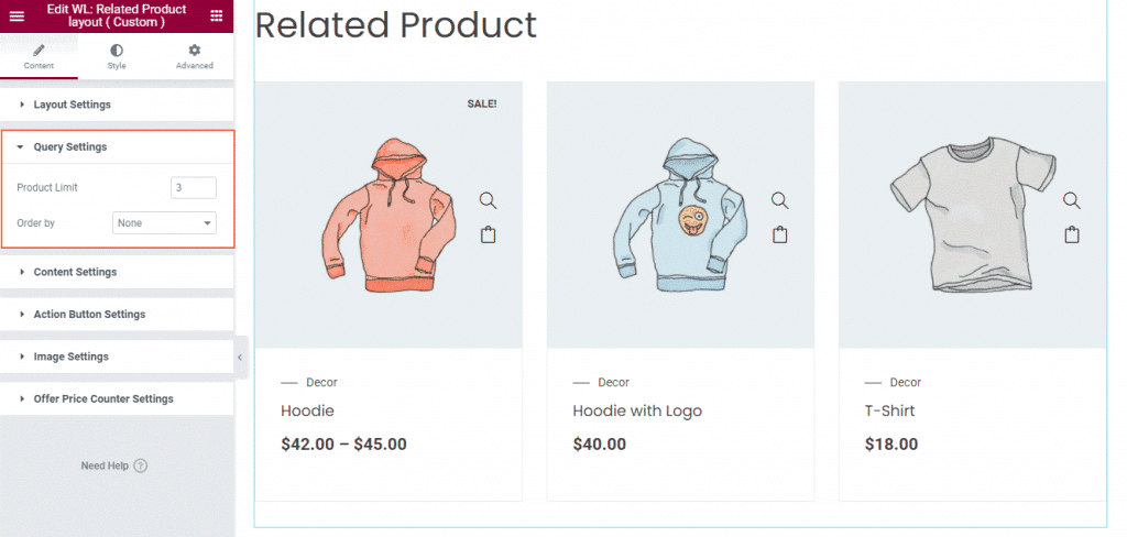 Related Product layout Custom