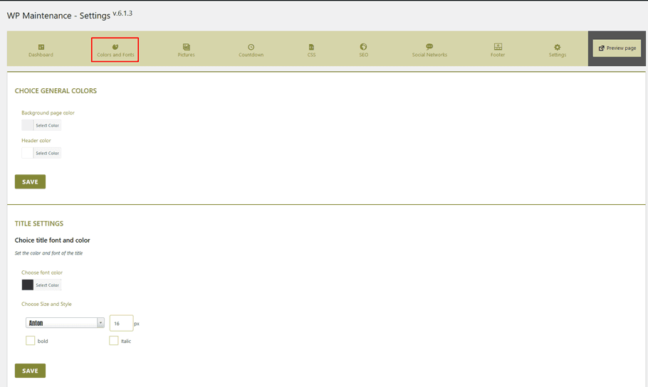 Colors and Fonts Settings