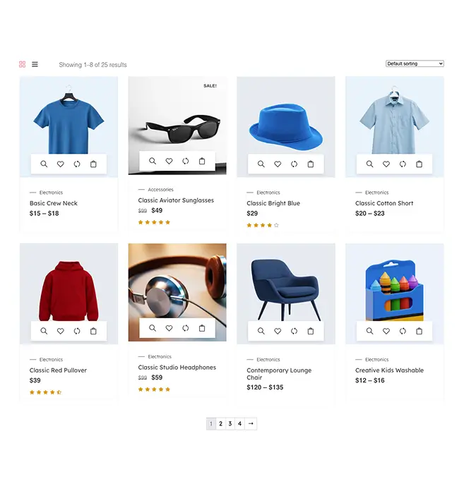 Product Archive Layout - Over the thumbnail Actions