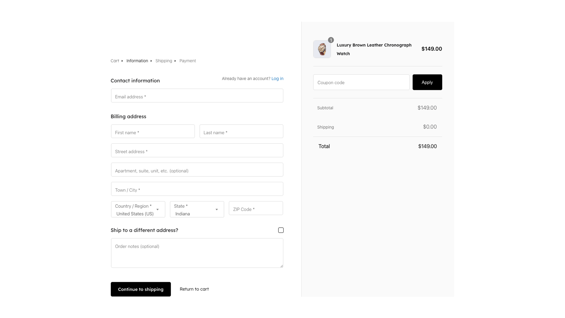 Shopify Style Checkout