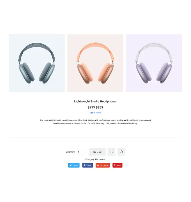 Simple Product Template with Slider Thumbnail