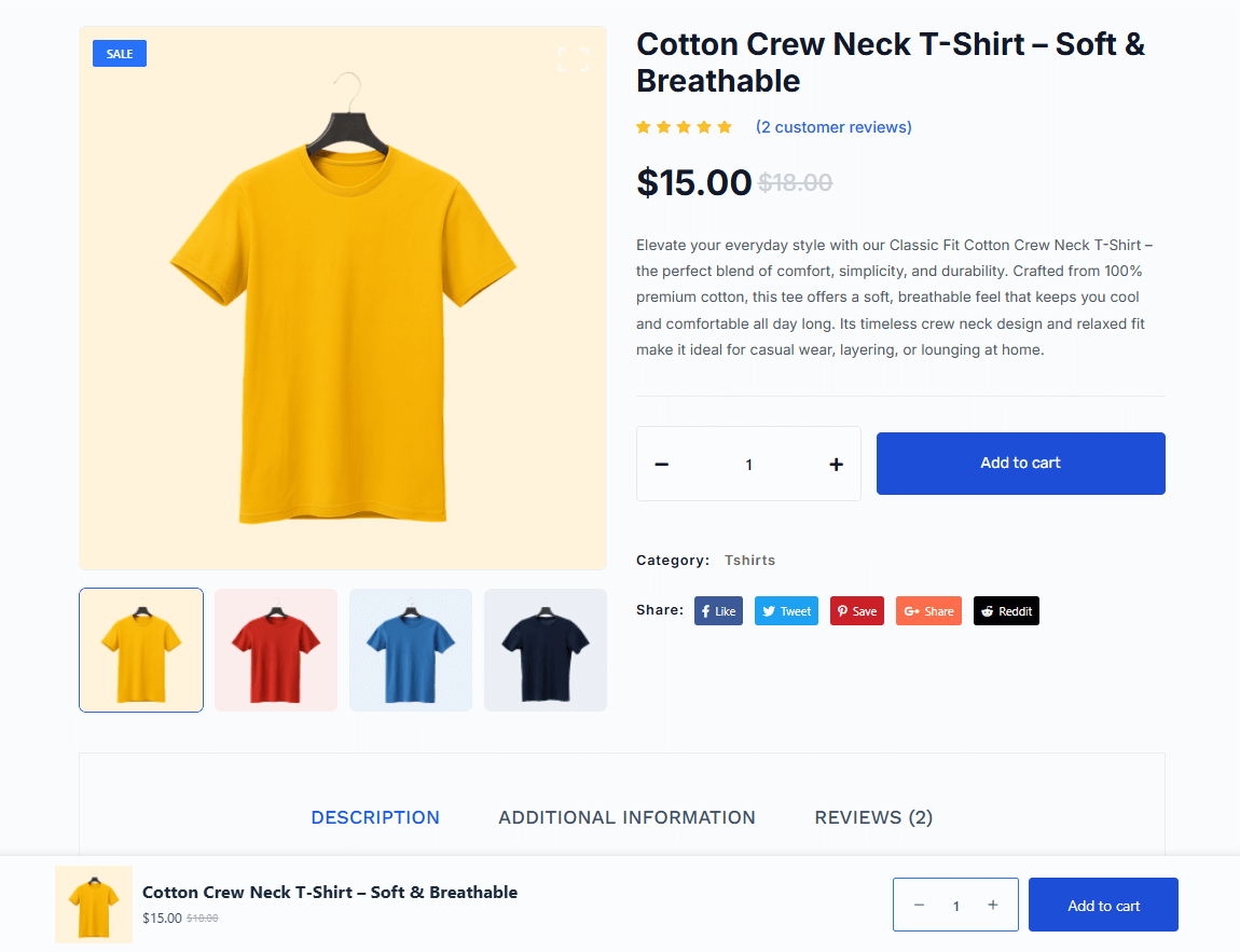 sticky add to cart after