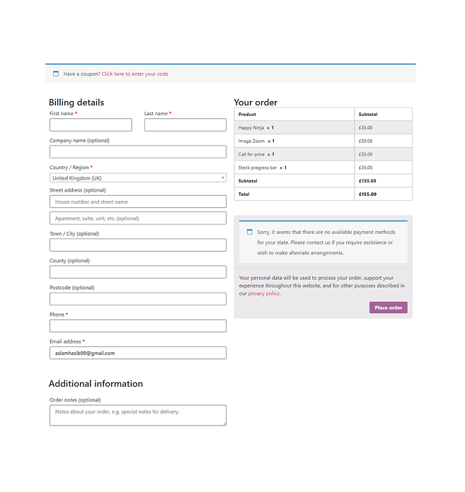 Active Theme Checkout Layout