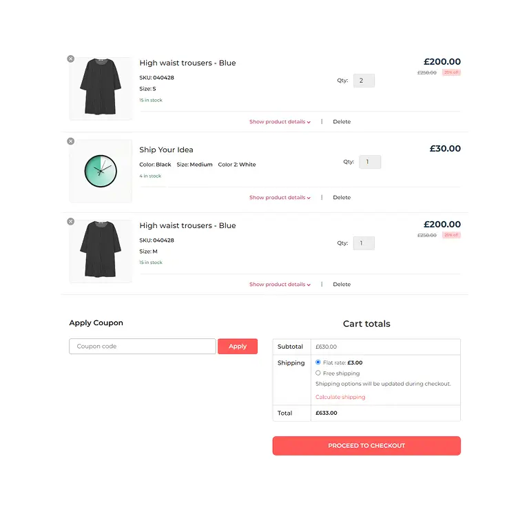 Cart Page with Red Accent