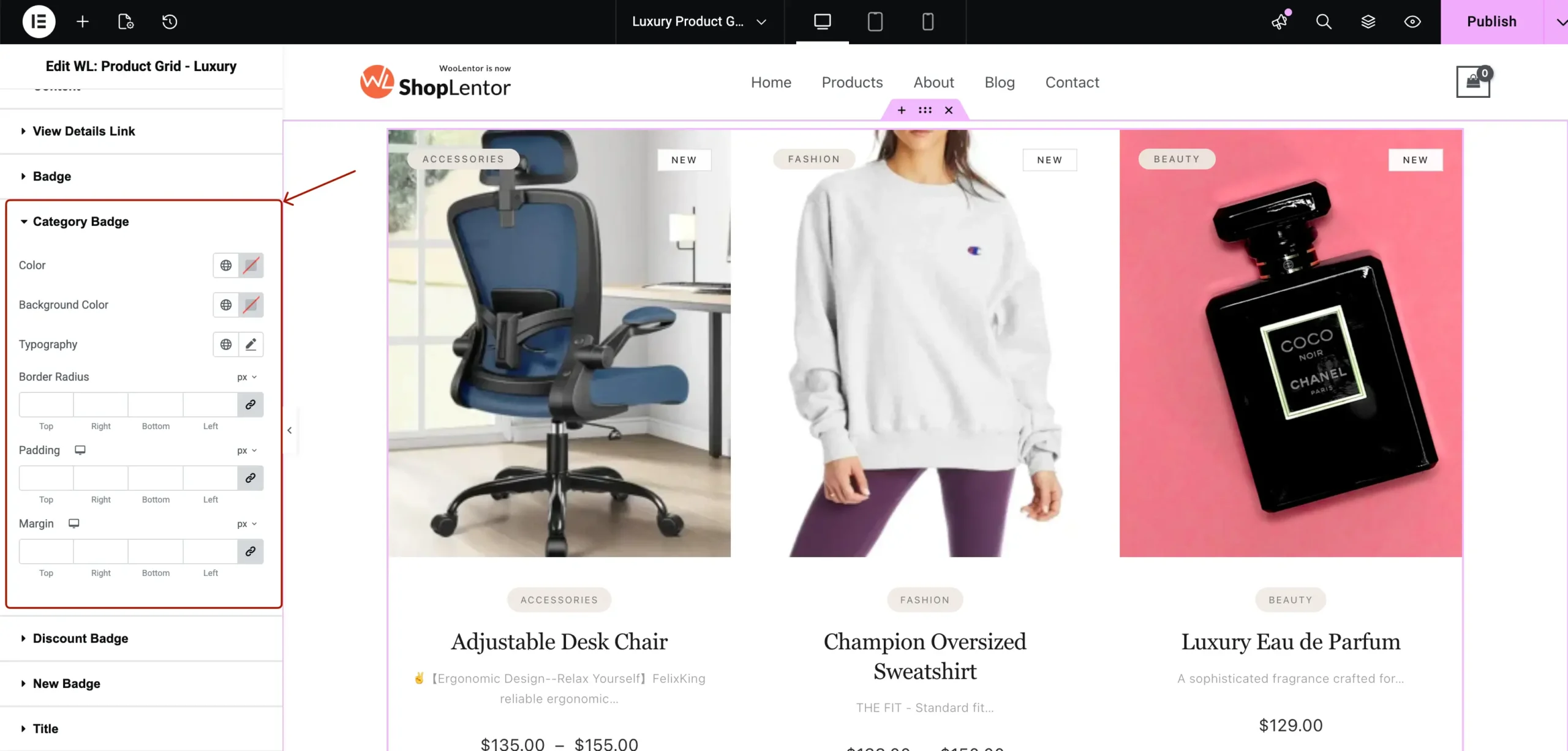 Category badge styling options