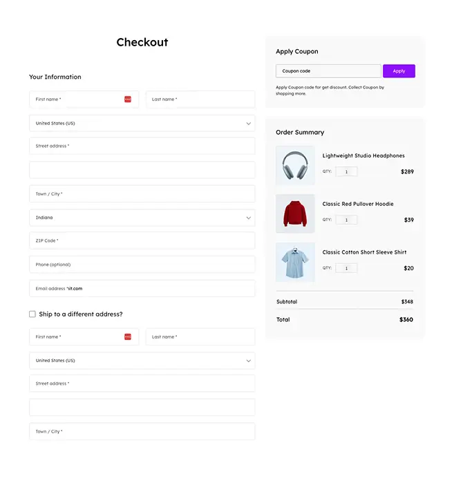 Checkout Page with Modern Summary Layout