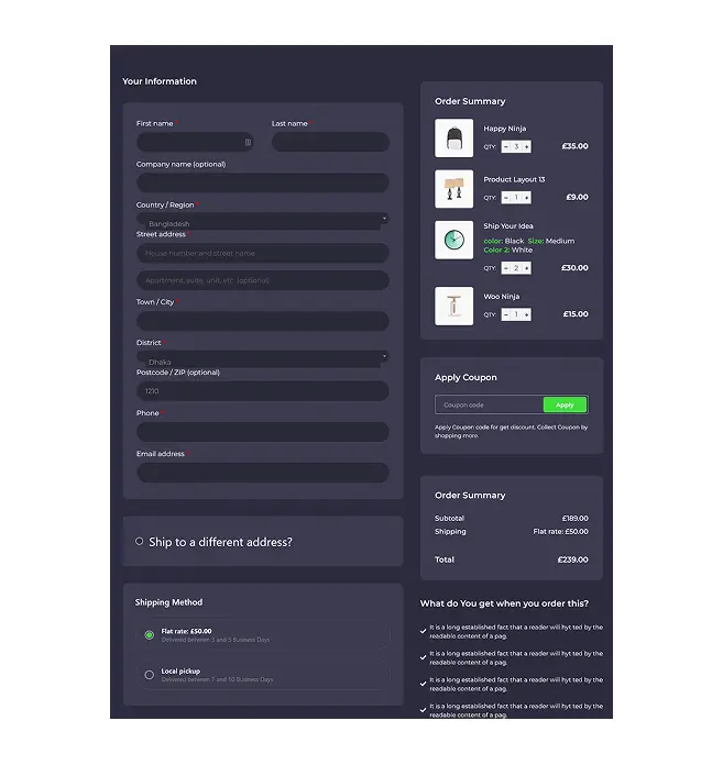 Checkout Page with Trust & Review Layout