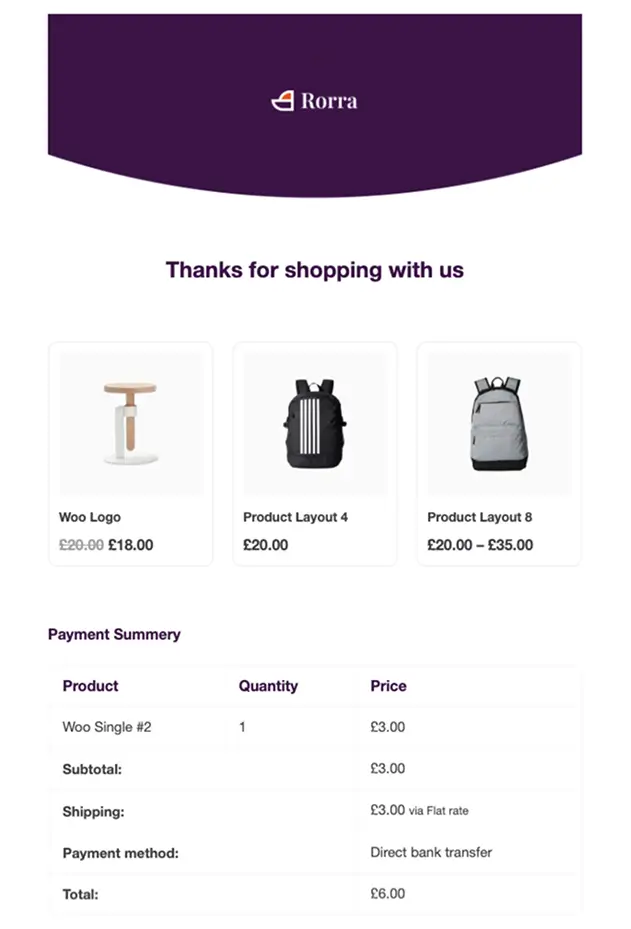 Completed Order – Elegant Purple Layout