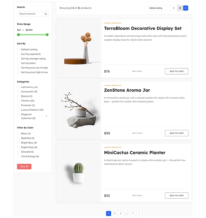Editorial Grid – Filtered Product Showcase