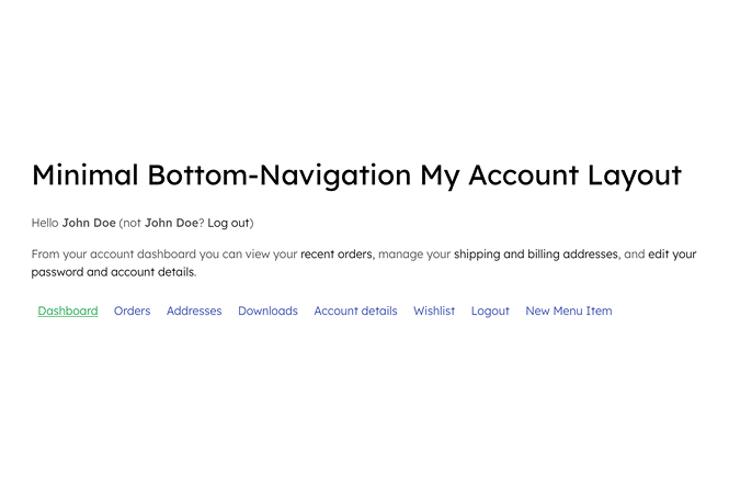Minimal Bottom-Navigation My Account Layout