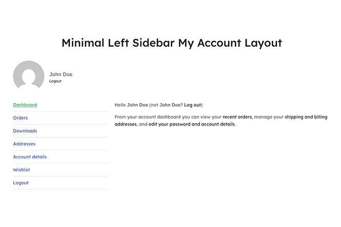 Minimal-Left Sidebar My Account Layout