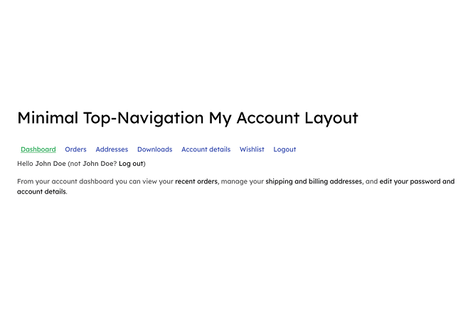 Minimal Top-Navigation My Account Layout