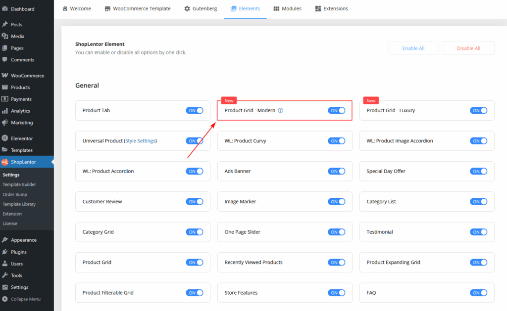 Product grid Modern Layout