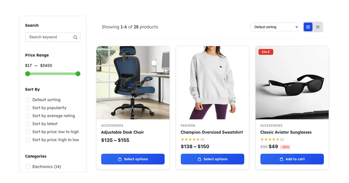 Sidebar with Filters