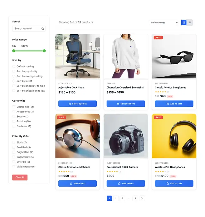 Modern Product Grid With Sidebar
