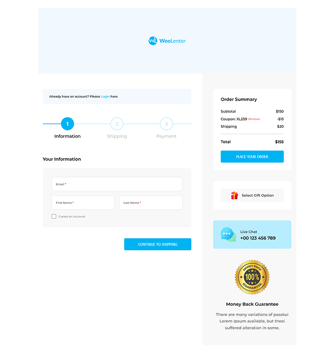 Multi-Step Checkout with Guarantee Layout