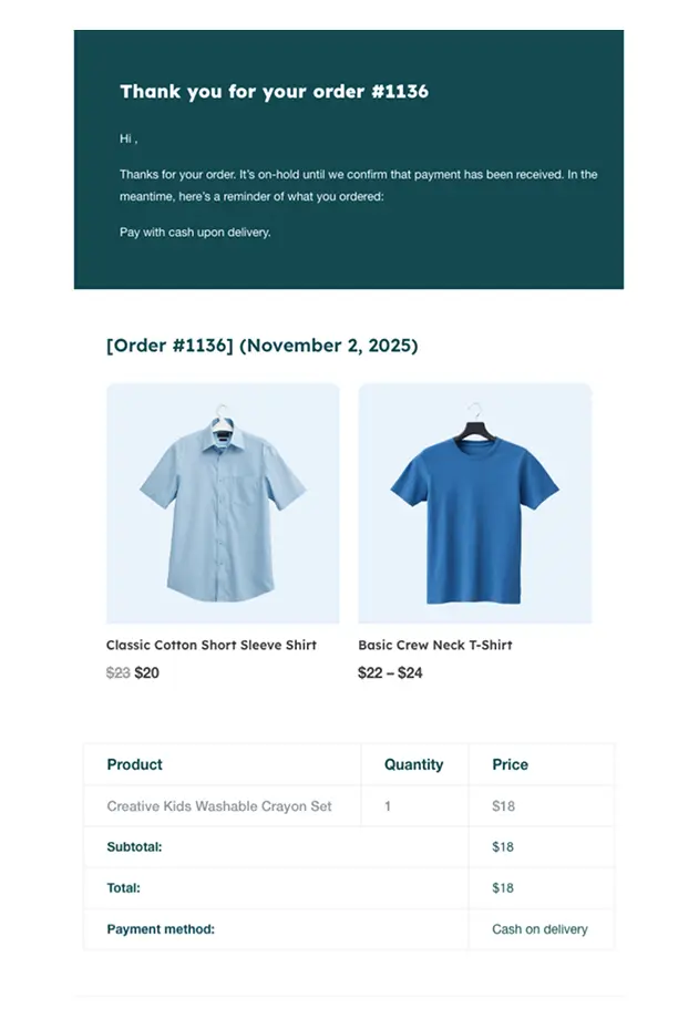 Order On-Hold – Elegant Summary Layout