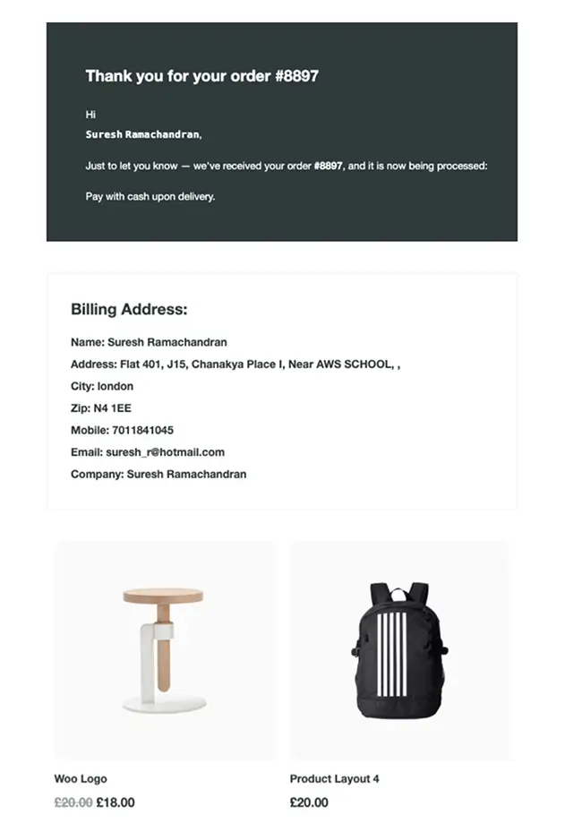 Processing Order – Elegant Summary Layout