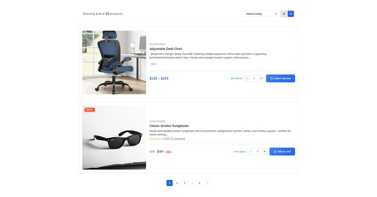 Full-Width List Layout