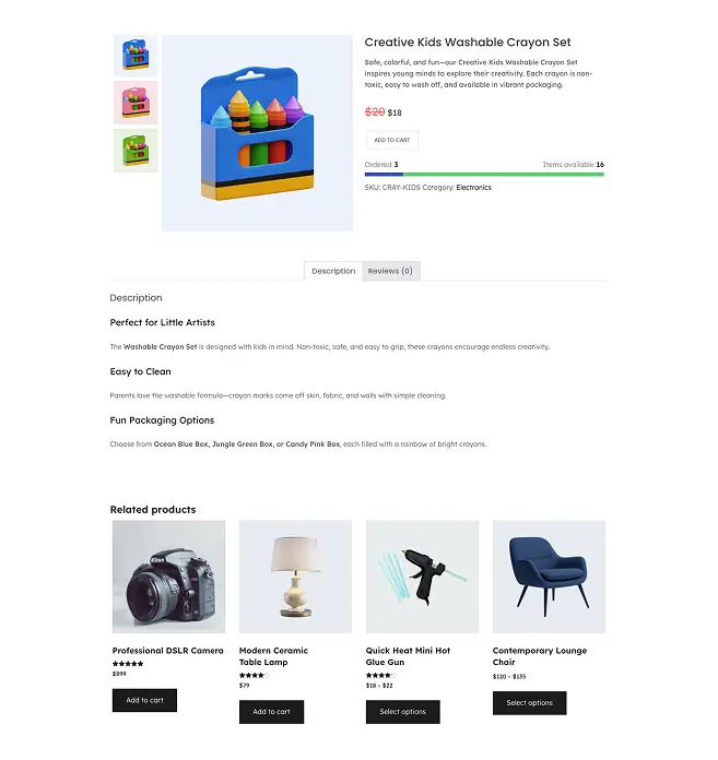 Product Page with Stock Progress Bar