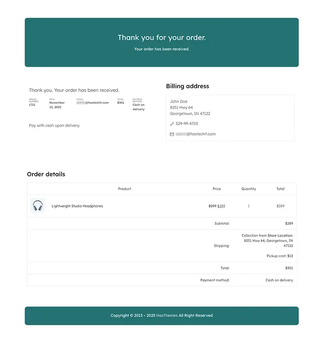 Thank You Page – Minimal Teal Layout