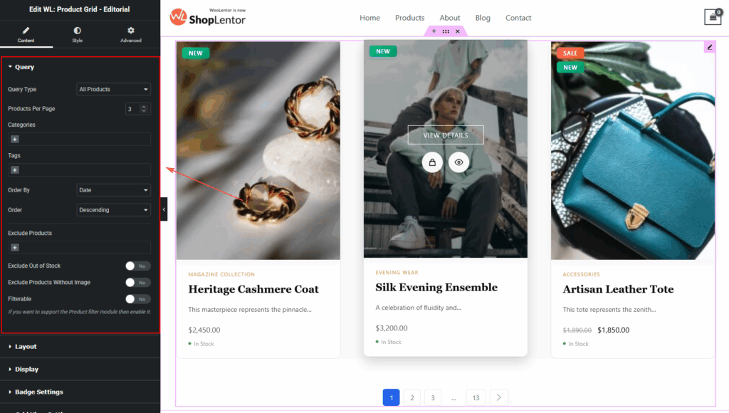 How to Customize the Product Grid