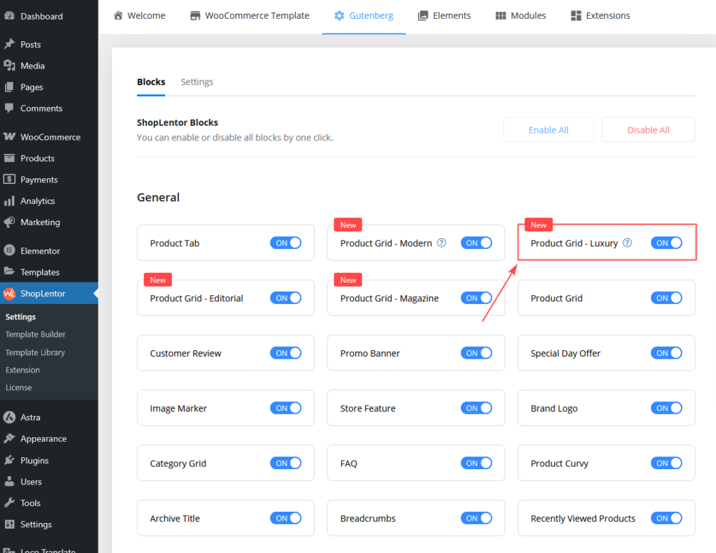 Product grid luxury block