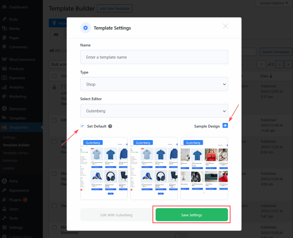 Give a name and chose the options