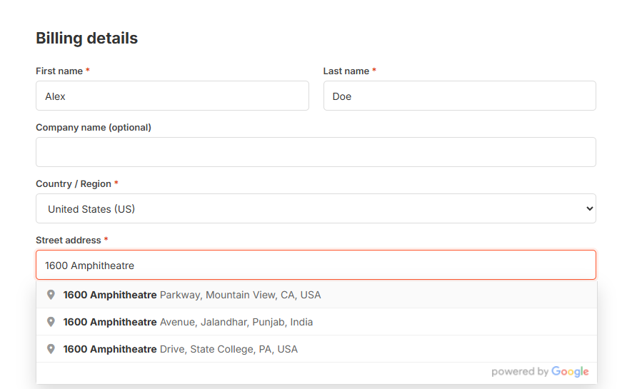 Auto Address Complete
