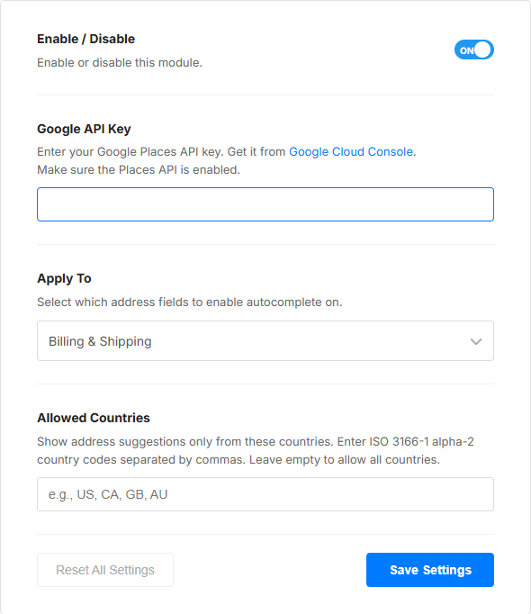 Easy Configuration & Control -ShopLentor - Google Address Autocomplete