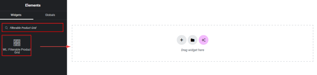 Filterable Product Grid Widget