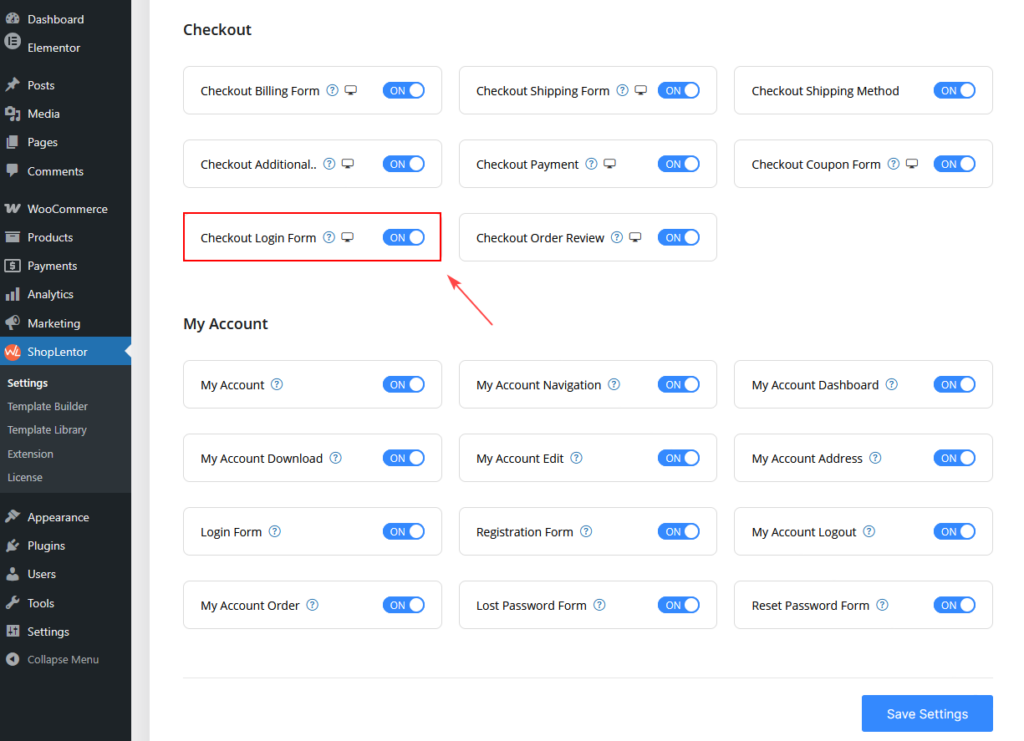 Checkout Login Form Widget for Elementor