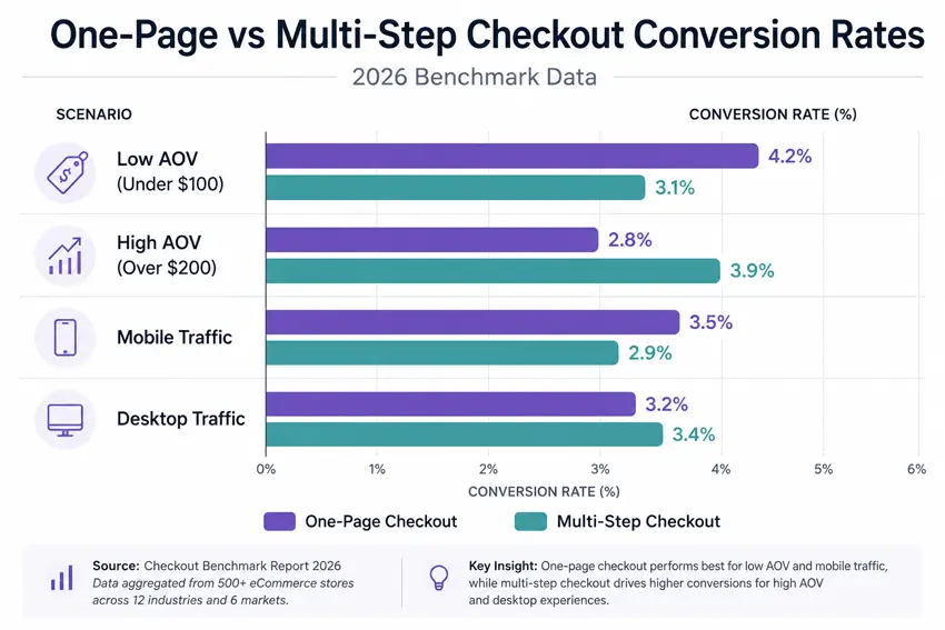 One-page vs multi-step checkout conversion rate