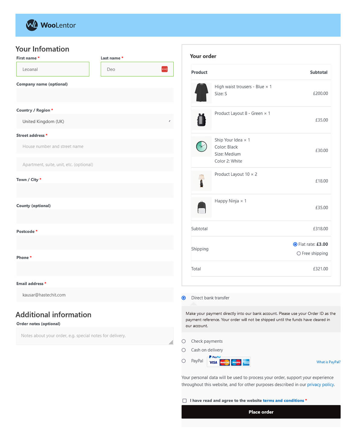 Checkout Gutenberg Template