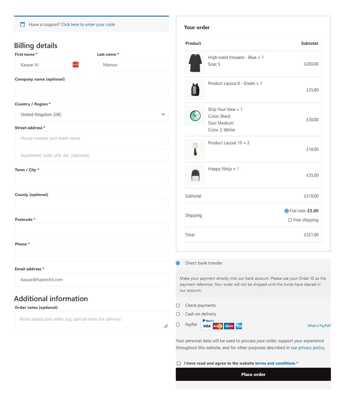 Checkout Gutenberg Template